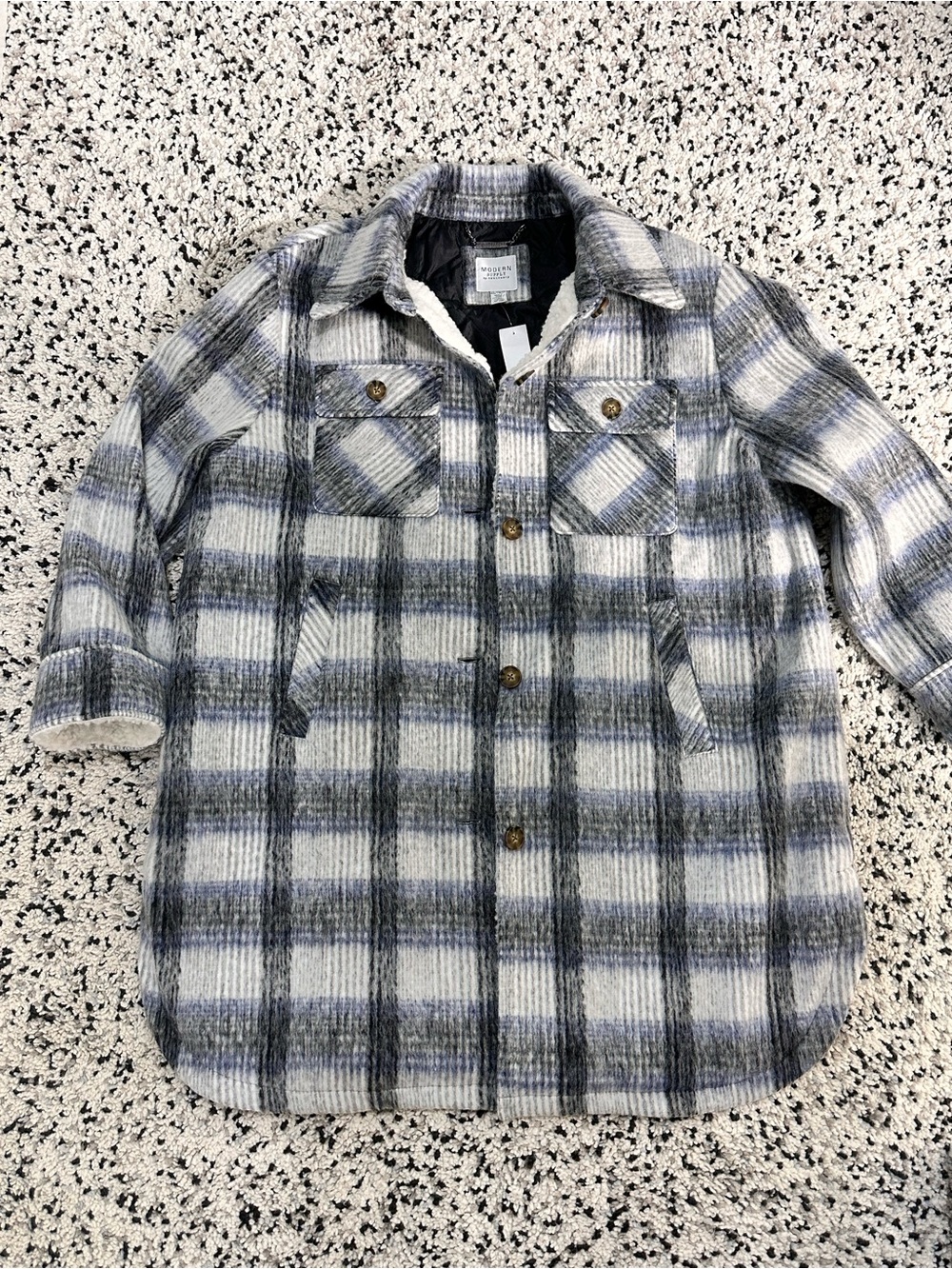 NWT Modern Supply Sanctuary Plaid Sherpa Lined Shacket XXL